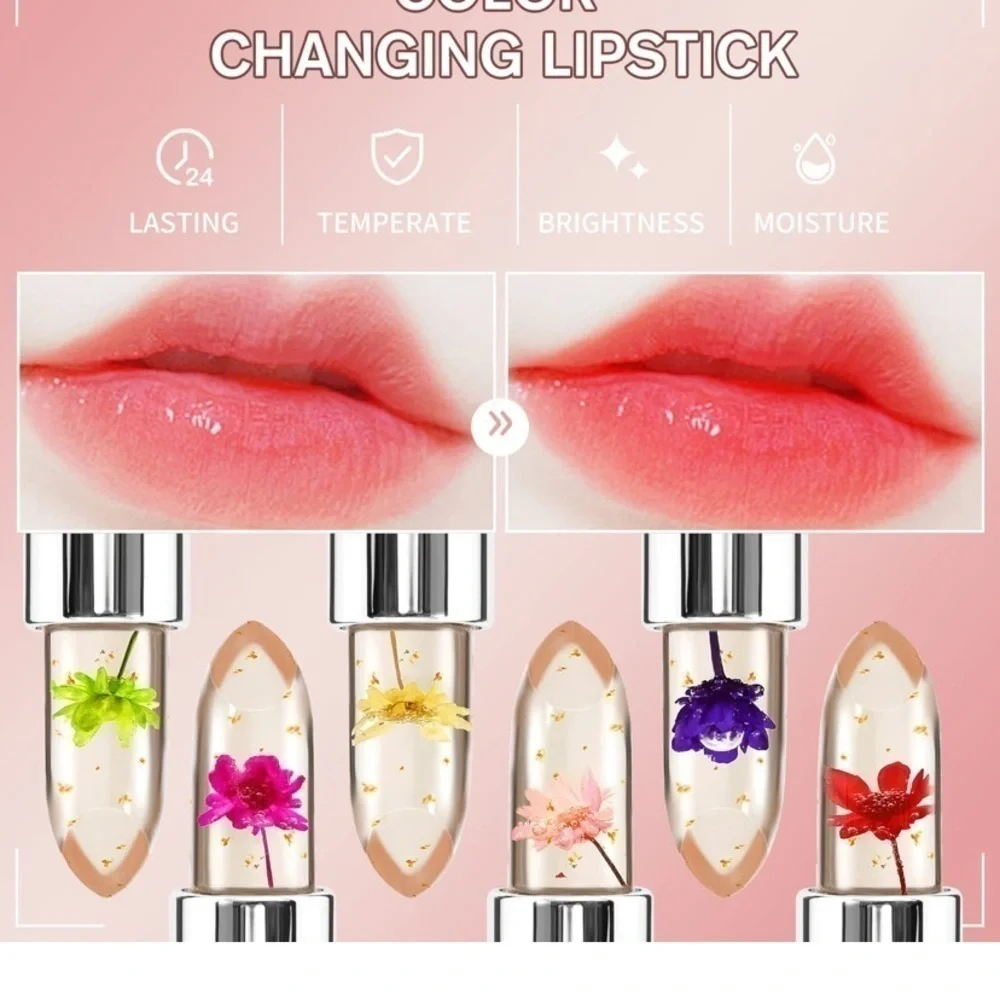 FLOWER Jelly Lipstick Set Temperature Change Moisturizer Color Change Li…
